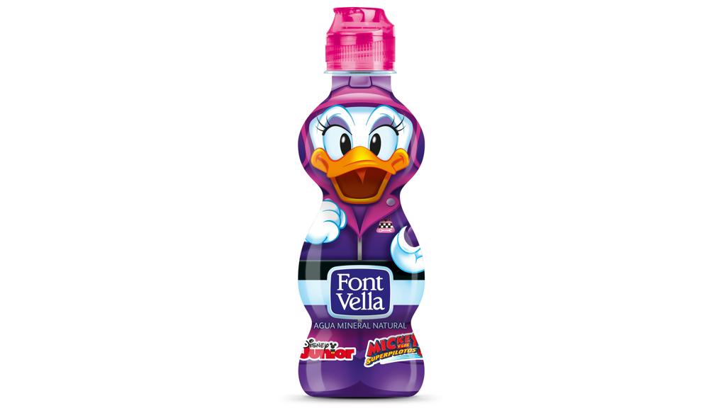 Petite bouteille de Font Vella avec Daisy sur le packshot 一小瓶Font Vella,包装上有Daisy