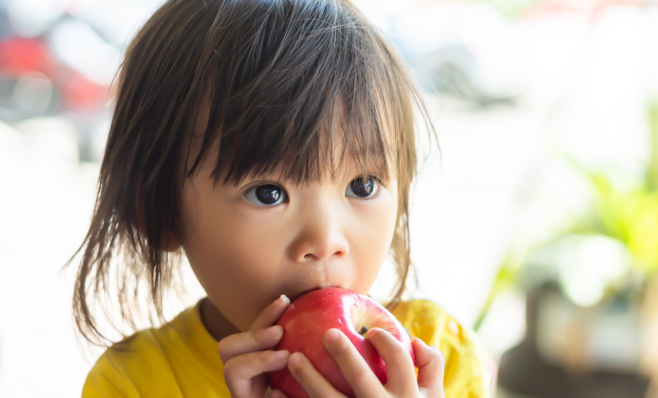 Un enfant en train de manger une pomme 一个孩子在吃苹果