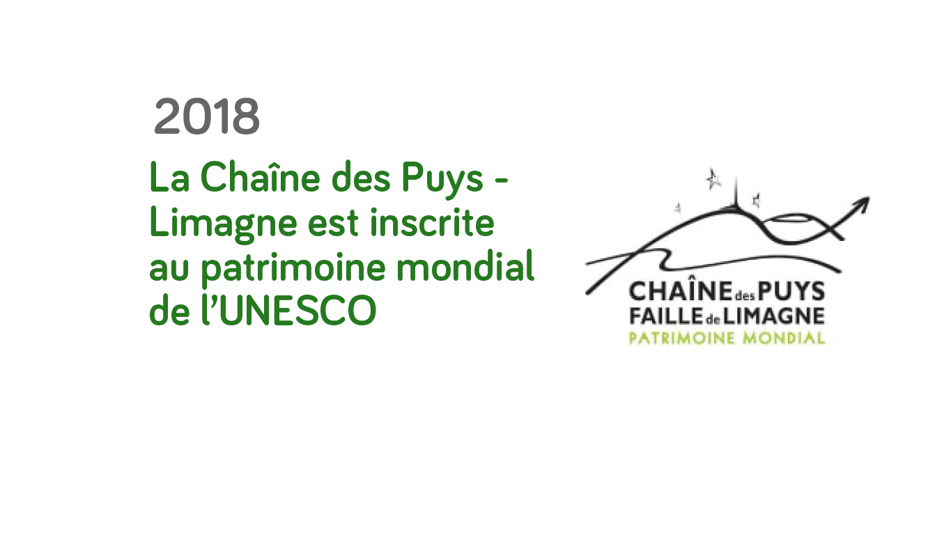 Logo de la Chaine des Puys-Limagne inscrite au patrimoine mondial de l'UNESCO Chaine des Puys Limagne的标志被列入世界遗产名录UNESCO